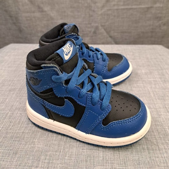 Size 6C Nike Air Jordan 1 Retro High OG TD - Dark Marina Blue 2021 AQ2665-404 - Picture 12 of 12
